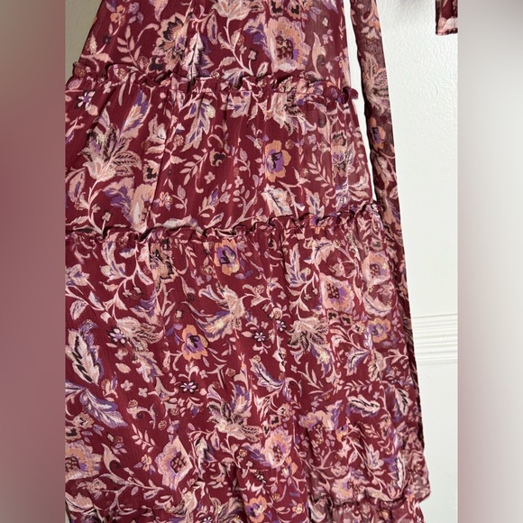 Fate Red Floral Ruffled Tiered Sundress with Bishop Sleeves - Picture 4 of 8